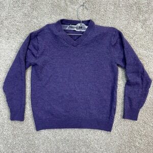 Hart Schaffner Marx Sweater Mens M Purple Extra Fine Merino Wool V-Neck Solid